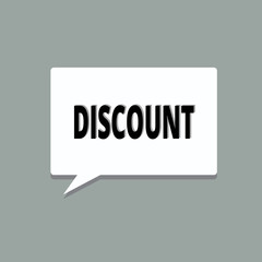 Handwriting text Discount. Concept meaning deduction from usual cost of something Save on product service.