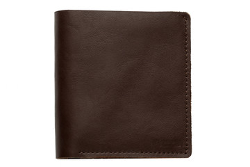 Brown male purse on a white background.Compact wallet