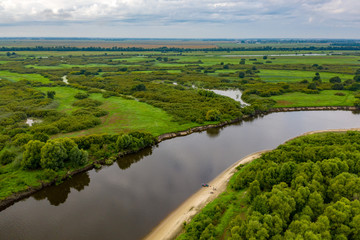 Fototapeta na wymiar Pripyat river in Belarus from the air