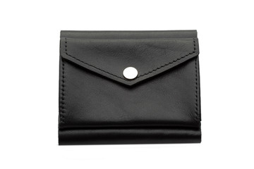 Black male purse on a white background.Compact wallet