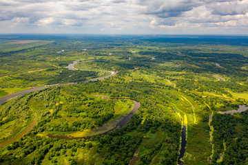 Pripyat river in Belarus from the air