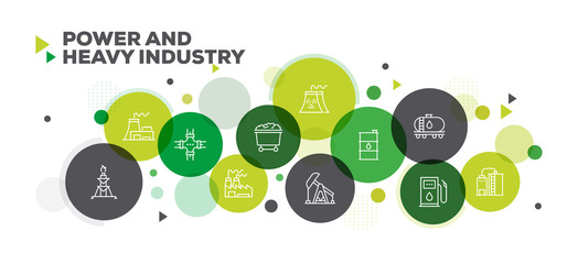 POWER AND HEAVY INDUSTRY ICONS ON MULTI COLORED BACKGROUND BANNER DESIGN