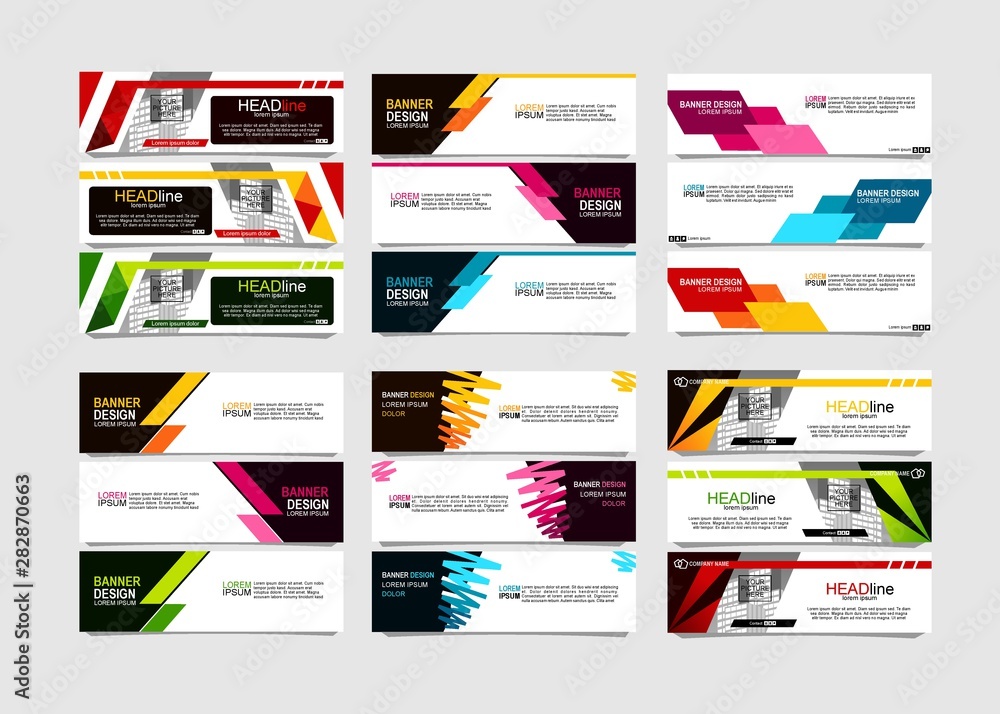 Wall mural bundle of 18 vector abstract design banner web template.