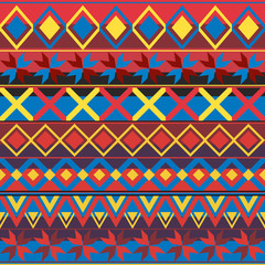 Embroidery colorful simplified ethnic  pattern . Vector  traditional folk elements   for design. boho chic, strips ornament 