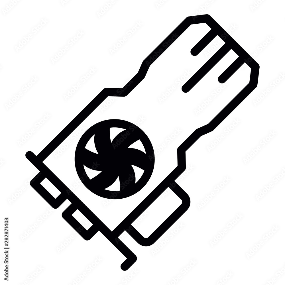 Poster mining video card icon. outline mining video card vector icon for web design isolated on white backg