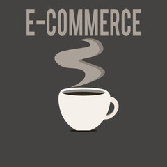 Writing note showing E Commerce. Business photo showcasing Commercial transactions conducted electronically on the Internet.