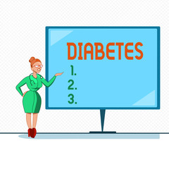 Writing note showing Diabetes. Business photo showcasing disease in which bodys ability to hormone insulin is impaired.