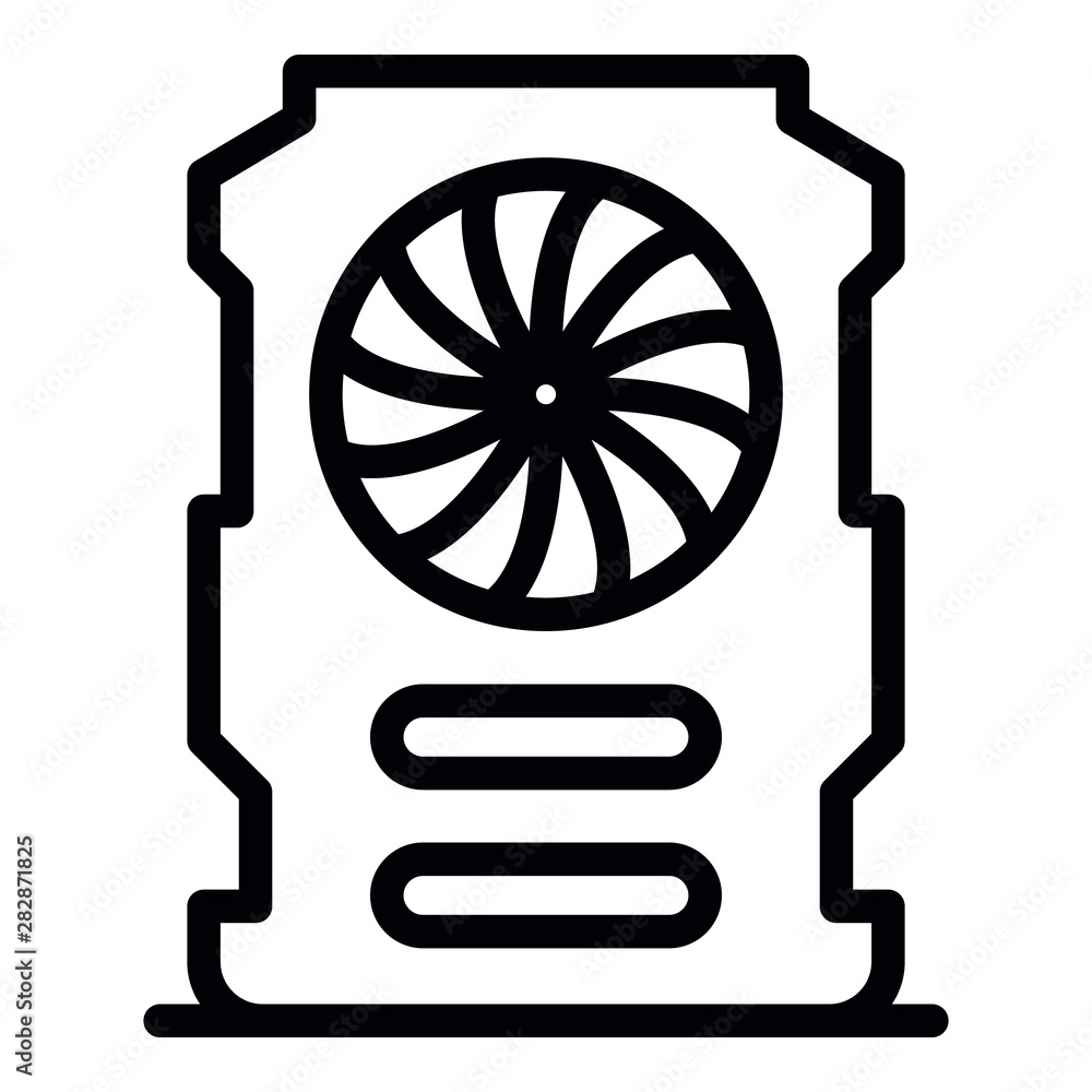 Poster mining graphic card icon. outline mining graphic card vector icon for web design isolated on white b