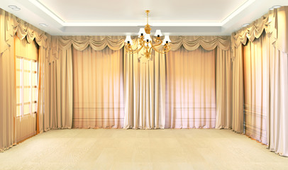 Luxury room minimal design.3D rendering