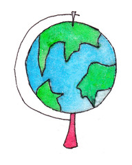 watercolor school globe illustration learn geographic lesson