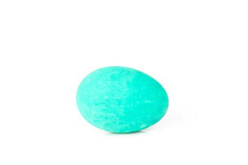 One easter egg green color isolated on white background and has a shadow below. 