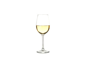 Glass with white wine isolated on white background