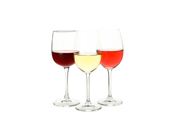 Glasses with wine isolated on white background