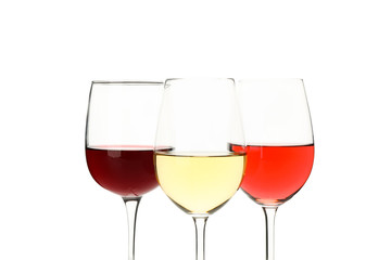 Glasses with wine isolated on white background