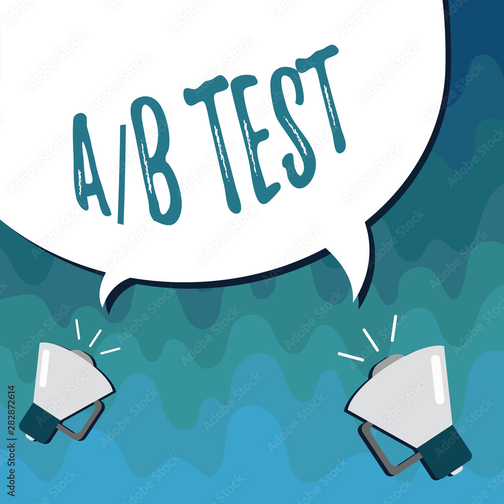 Poster handwriting text a b test. concept meaning simple short questionnaire research experiment query surv