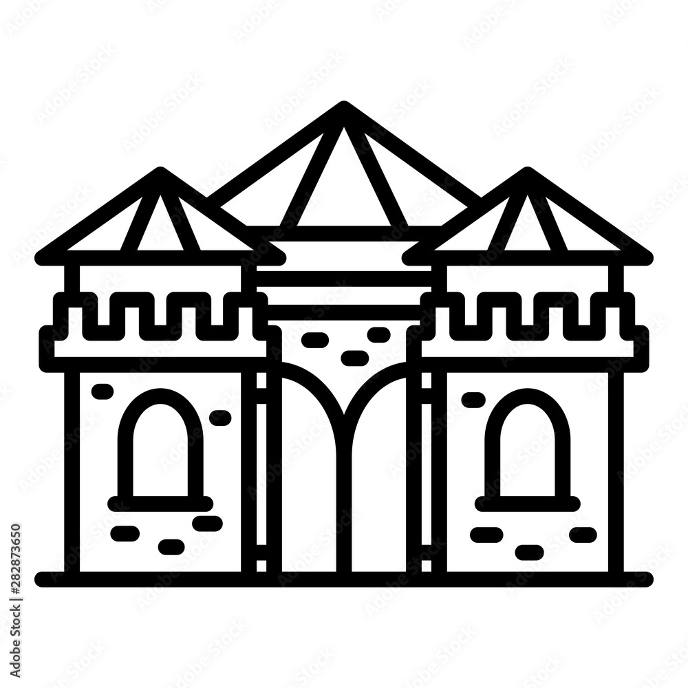 Poster Castle excursion icon. Outline castle excursion vector icon for web design isolated on white background