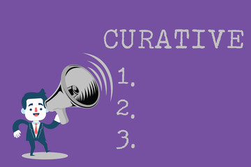 Text sign showing Curative. Conceptual photo Something that has medicinal properties can cure illnesses.
