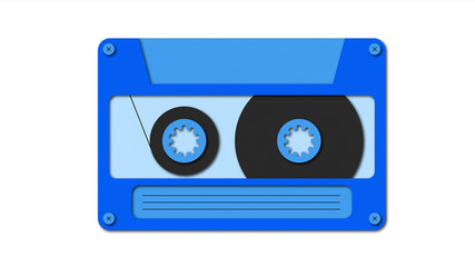 Papercut illustration of retro audiocassette with nostalgic pop music