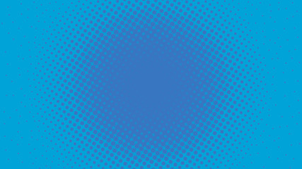 Blue retro comic pop art background with halftone dots design, vector illustration template