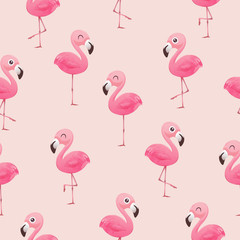 Mooi naadloos vector tropisch patroon met roze flamingo& 39 s