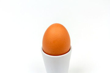 Boiled egg isolated on white background.