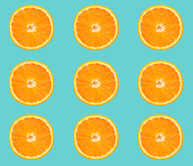 Orange slices on a blue background