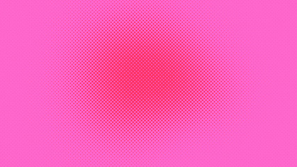 Pink and magenta pop art background in retro comic style with halftone dots design with white lines