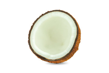 Coconut pieces isolated on a white background.Healthy Food, skin care concept.