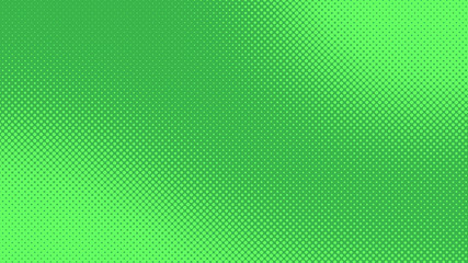 Green pop art background in retro comic style with halftone dots, vector illustration of backdrop with isolated dots