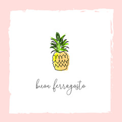Buon Ferragosto italian summer holiday pineapple illustration 