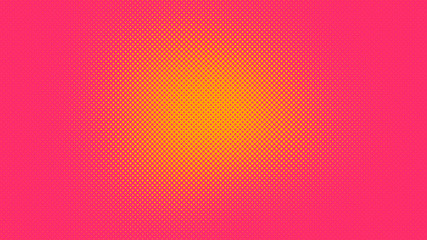Orange and magenta retro pop art background with halftone dots
