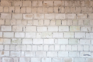 Brick wall. Texture of old white bricks.