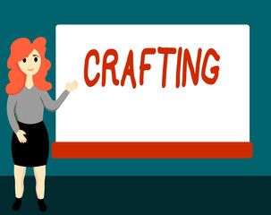 Handwriting text Crafting. Concept meaning activity or hobby of making decorative articles by hand using tools.