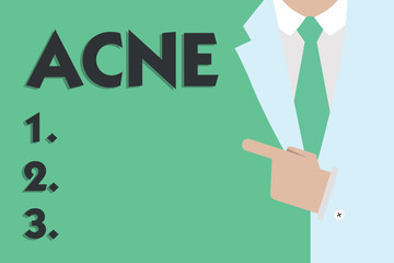 Text sign showing Acne. Conceptual photo Skin disease involving the oil glands at the base of hair follicles.