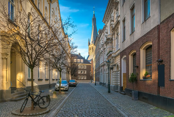 Typical old town alley in Düsseldorf, Germany 