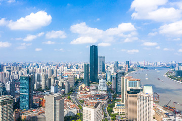 Fototapeta na wymiar parnoramic city skyline in shanghai china