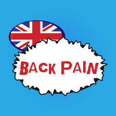 Writing note showing Back Pain. Business photo showcasing Soreness of the bones felt at the lower back portion of the body.