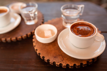 Turkish coffee served with turkish delight lokum