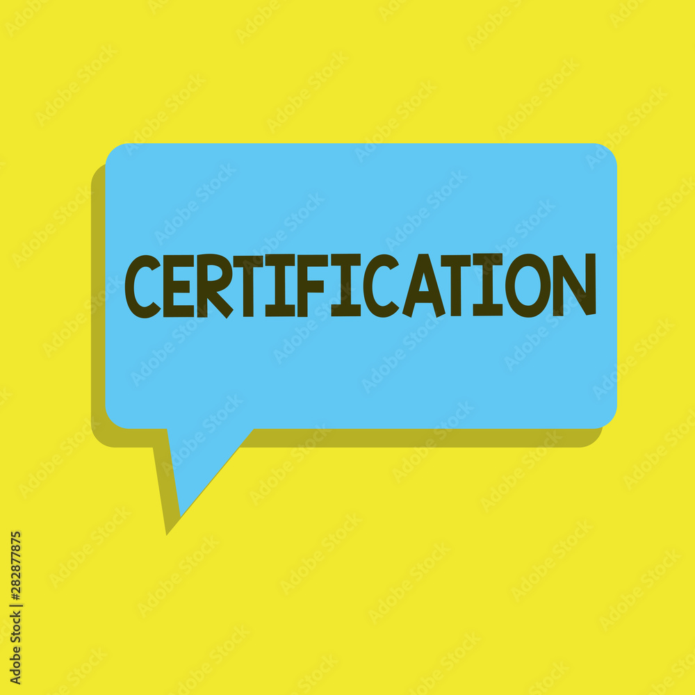 Poster writing note showing certification. business photo showcasing providing someone with official docume