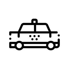 Public Transport Taxi Car Cab Vector Sign Icon Thin Line. Cab Car Automobile, Urban Passenger Transport Linear Pictogram. City Transportation Passage Service Contour Monochrome Illustration