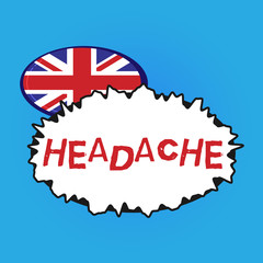 Writing note showing Headache. Business photo showcasing Continuous pain in the head Sign of stress and emotional distress.