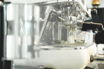 espresso coffee maker machine in cafe