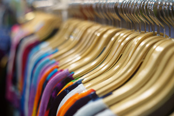 Wooden Clothes hangers, Hangers for clothes at the store