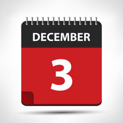 December 3 - Calendar Icon - Calendar design template