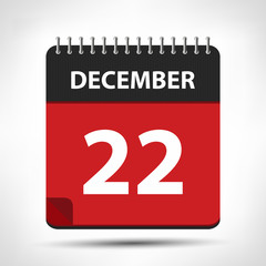 December 22 - Calendar Icon - Calendar design template