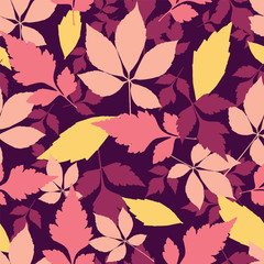 Vector autumn leaves seamless pattern repeat background