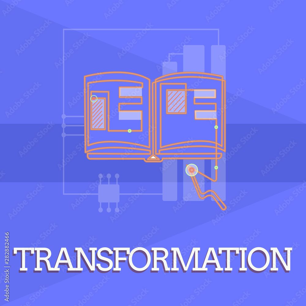 Poster writing note showing transformation. business photo showcasing a marked change in form takes into di
