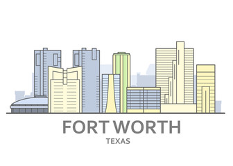 Fototapeta premium Fort Worth skyline, Texas - panorama of Fort Worth, downtown view