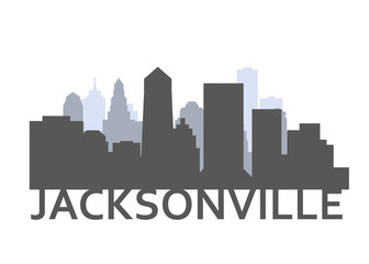 Silhouette of Jacksonville, Florida - skyline of downtown of Jacksonville city