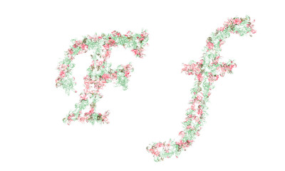 Flower alphabet. Colorful font. Uppercase, lowercase and numbers.